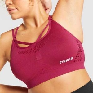 Gymshark ENERGY SEAMLESS SPORTS BRA in Burgundy Pink Size XS